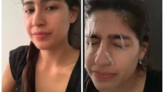 Desi boyfriend cum on her innocent girlfriend face