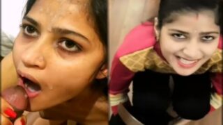 Desi girlfriend fucking & taking cum in her mouth